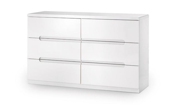 MANHATTAN 6 DRAWER WIDE CHEST - WHITE - Living with Luxury