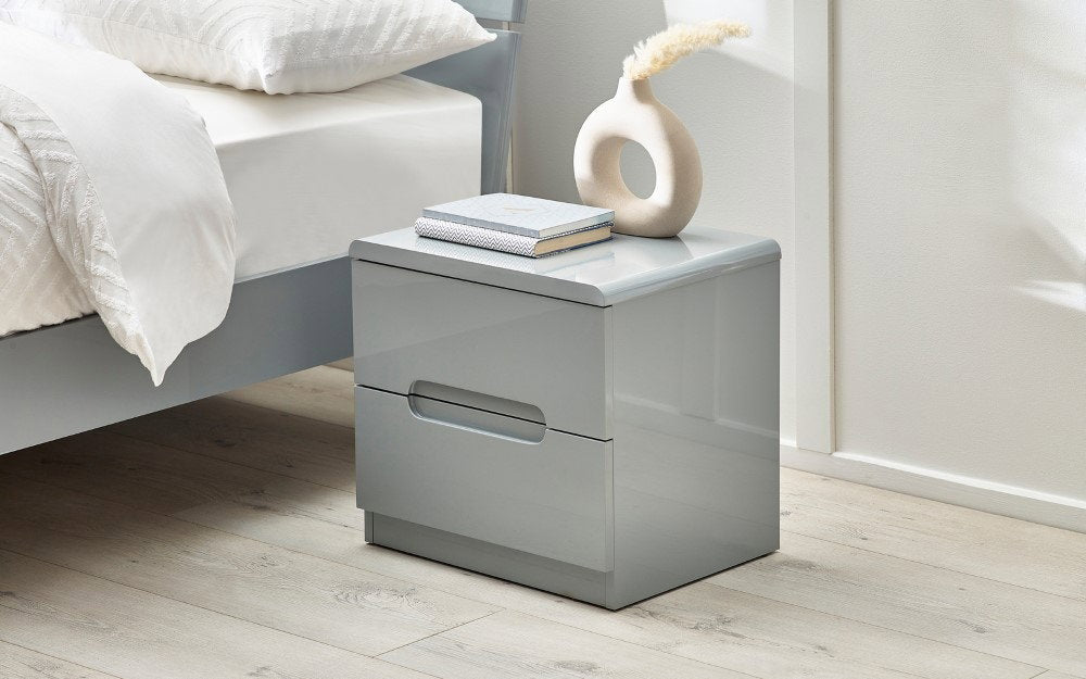 MANHATTAN 2 DRAWER BEDSIDE - GREY - Living with Luxury