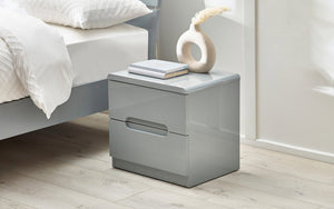 MANHATTAN 2 DRAWER BEDSIDE - GREY - Living with Luxury