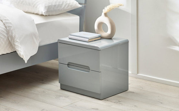 MANHATTAN 2 DRAWER BEDSIDE - GREY - Living with Luxury