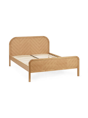 Milo Oak Effect Chevron 135cm Double Bed Frame - Living with Luxury