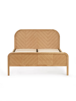 Milo Oak Effect Chevron 135cm Double Bed Frame - Living with Luxury