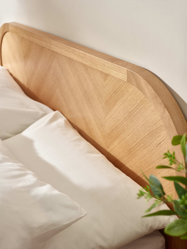 Milo Oak Effect Chevron 135cm Double Bed Frame - Living with Luxury