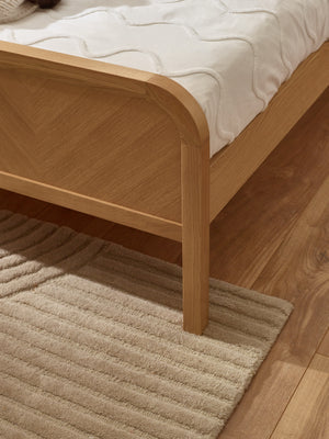 Milo Oak Effect Chevron 135cm Double Bed Frame - Living with Luxury
