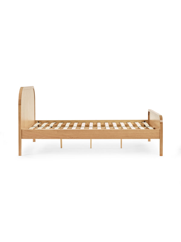 Milo Oak Effect Chevron 135cm Double Bed Frame - Living with Luxury