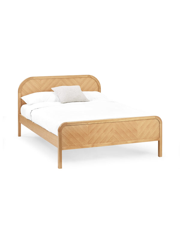 Milo Oak Effect Chevron 150cm King Bed - Living with Luxury