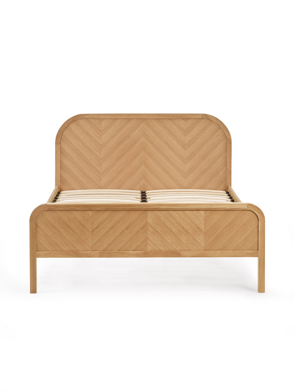 Milo Oak Effect Chevron 150cm King Bed - Living with Luxury
