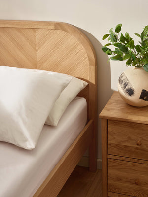 Milo Oak Effect Chevron 150cm King Bed - Living with Luxury