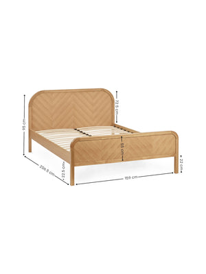 Milo Oak Effect Chevron 150cm King Bed - Living with Luxury