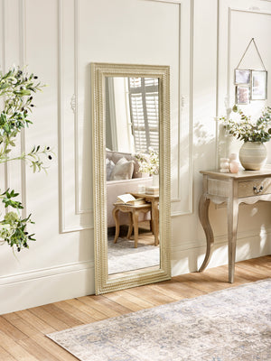 Alanis Full Length Rectangular Leaner Mirror - White - Living with Luxury