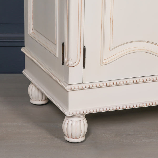 Wooden Carved French Chateau White Double Armoire – view 6