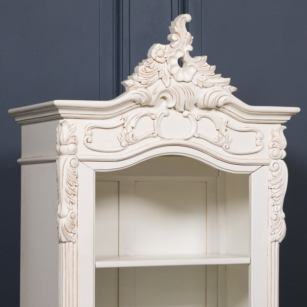 White Carved Bookcase – view 2