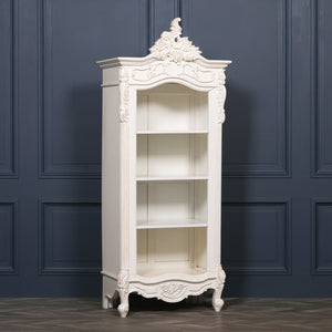 White Carved Bookcase – view 1