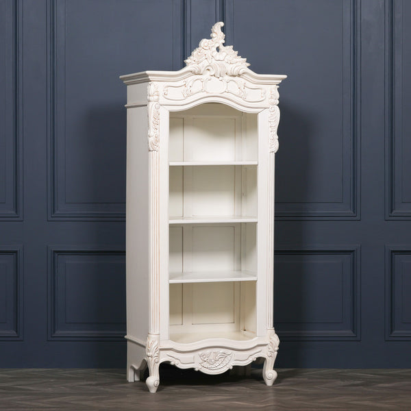 White Carved Bookcase – view 1
