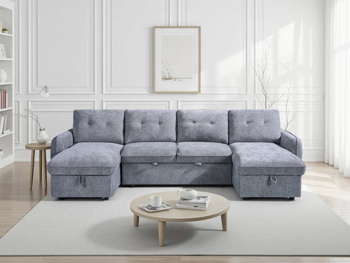 Moscow U Shape Corner Sofabed – Dark Teal, Sage Green, Beige & Grey Sofa