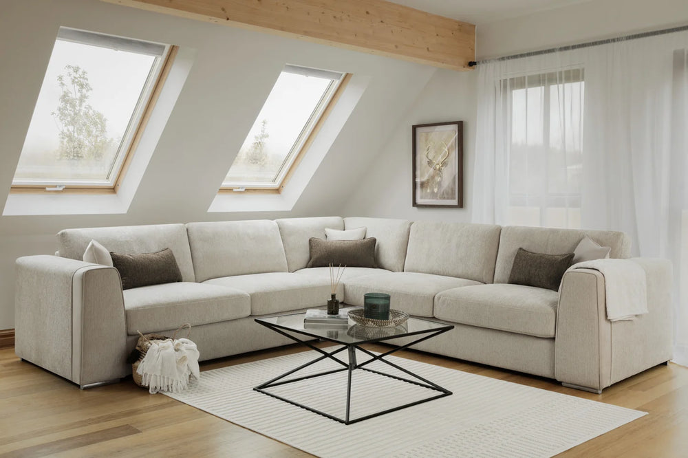 Naples Large Corner Sofa – Mocha, Beige & Grey Living Room Seating