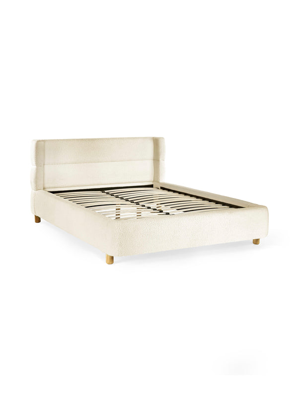 Oberon Cream Boucle Upholstered 135 cm Double Bed - Living with Luxury