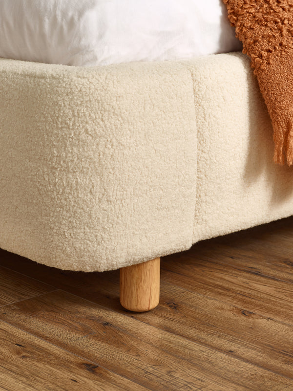 Oberon Cream Boucle Upholstered 135 cm Double Bed - Living with Luxury