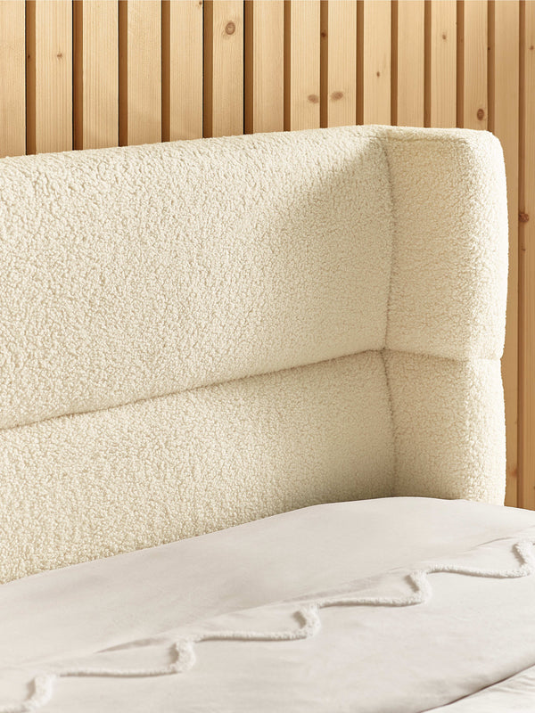 Oberon Cream Boucle Upholstered 135 cm Double Bed - Living with Luxury