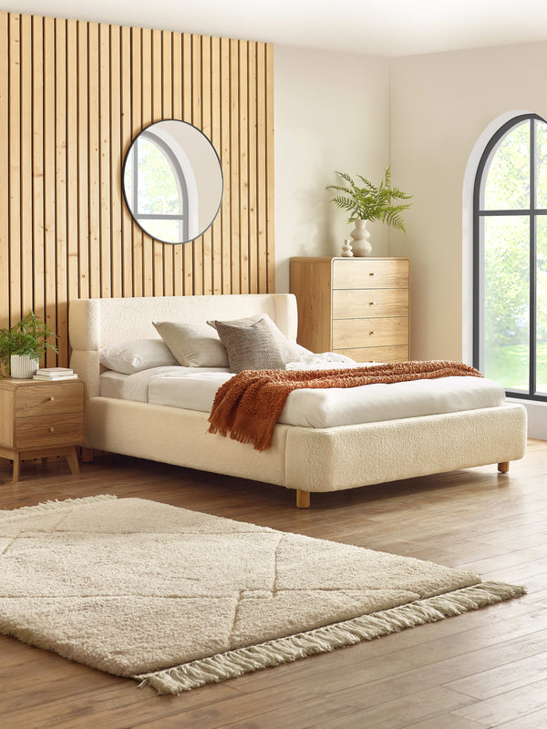 Oberon Cream Boucle Upholstered 150 cm King Bed - Living with Luxury