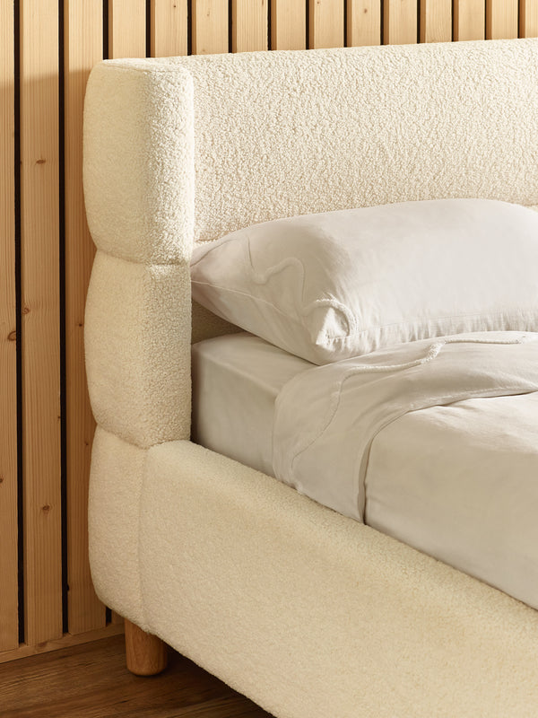 Oberon Cream Boucle Upholstered 150 cm King Bed - Living with Luxury