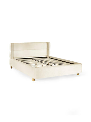 Oberon Cream Boucle Upholstered 150 cm King Bed - Living with Luxury