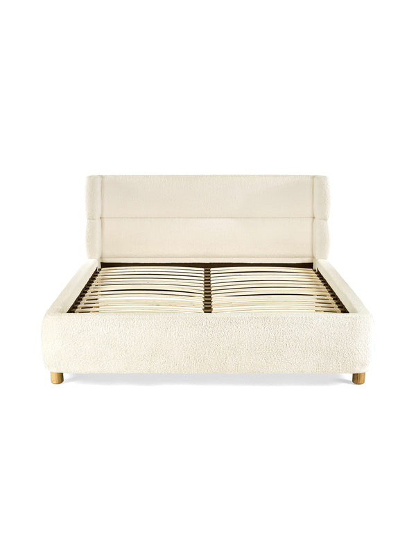 Oberon Cream Boucle Upholstered 150 cm King Bed - Living with Luxury