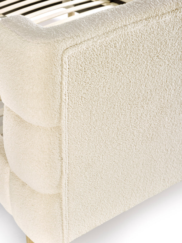 Oberon Cream Boucle Upholstered 150 cm King Bed - Living with Luxury