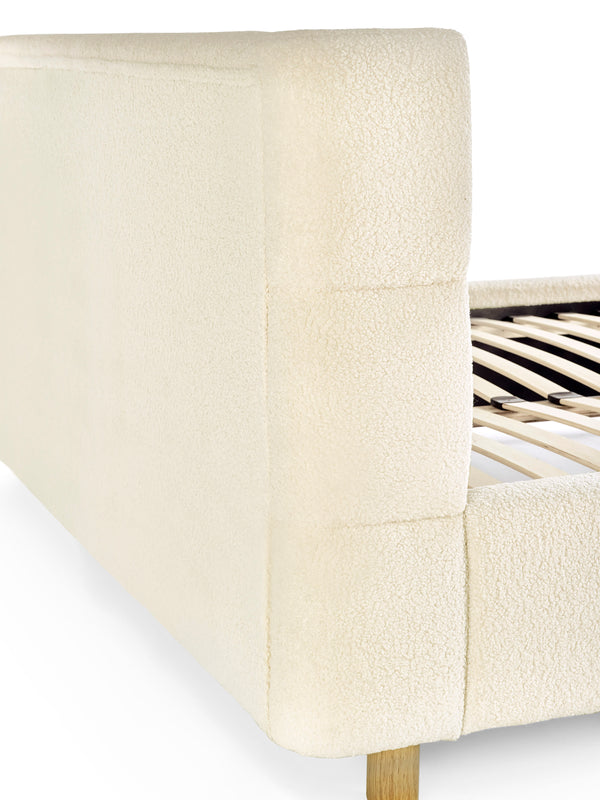 Oberon Cream Boucle Upholstered 150 cm King Bed - Living with Luxury