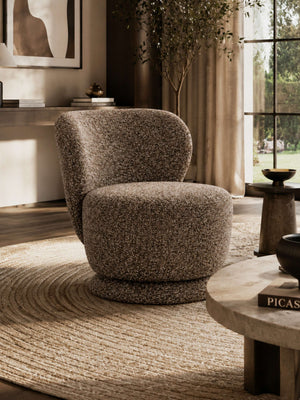 Orla Swivel Accent Chair - Hazelnut Chenille - Living with Luxury