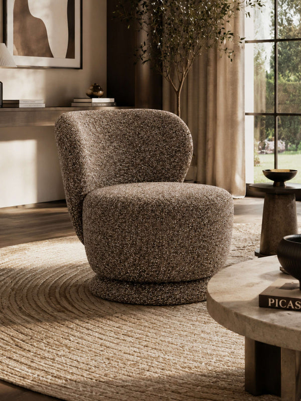 Orla Swivel Accent Chair - Hazelnut Chenille - Living with Luxury