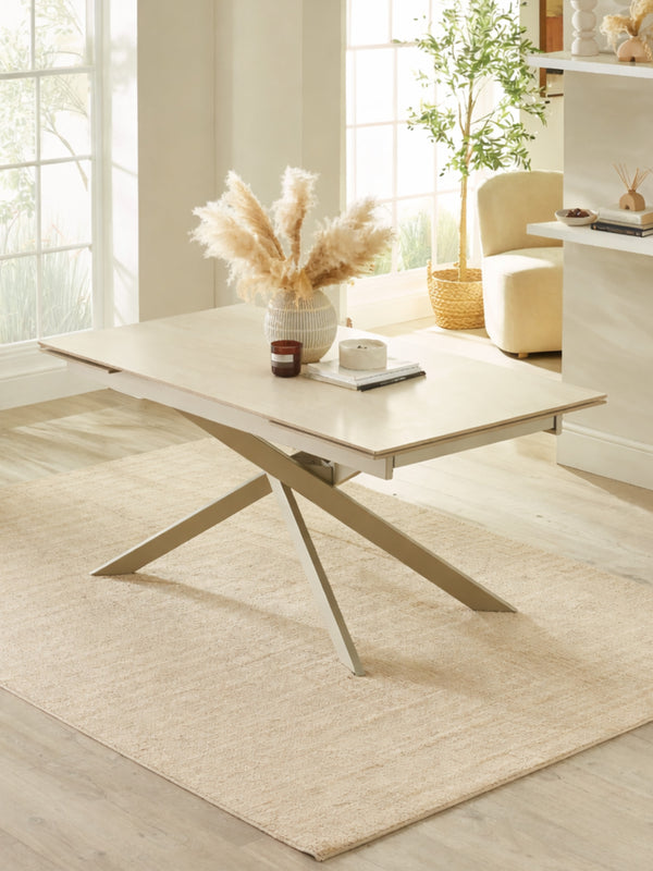 Osaka Stone Effect 160-200cm Rectangular Extending 6-8 Seater Dining Table - Living with Luxury