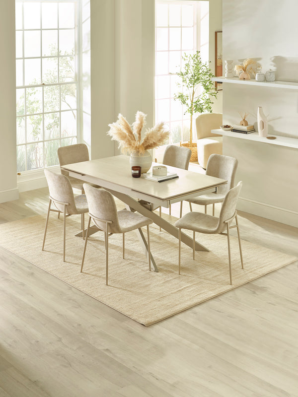 Osaka Stone Effect 160-200cm Rectangular Extending 6-8 Seater Dining Table - Living with Luxury