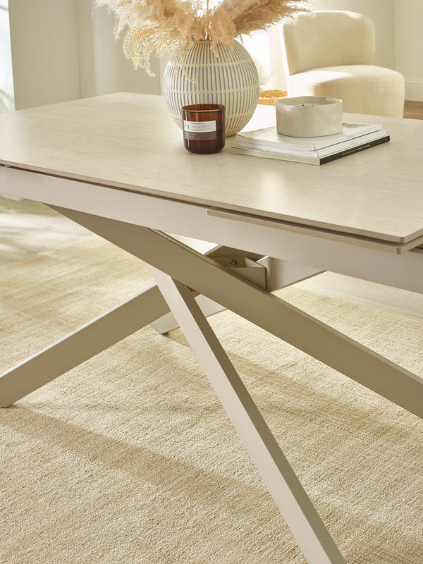 Osaka Stone Effect 160-200cm Rectangular Extending 6-8 Seater Dining Table - Living with Luxury