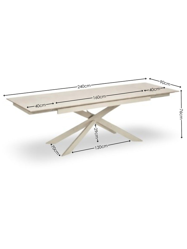 Osaka Stone Effect 160-200cm Rectangular Extending 6-8 Seater Dining Table - Living with Luxury