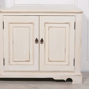 Distressed Aged White Brush Painted Classical Sideboard – view 7