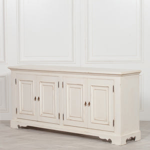 Distressed Aged White Brush Painted Classical Sideboard – view 10