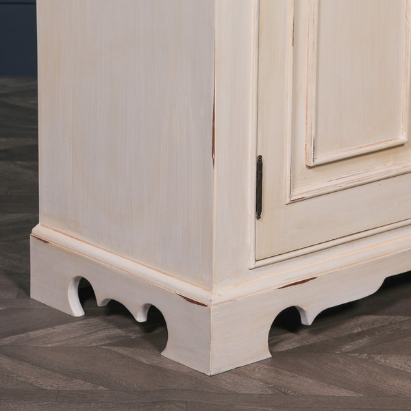 Distressed Aged White Brush Painted Classical Sideboard – view 2