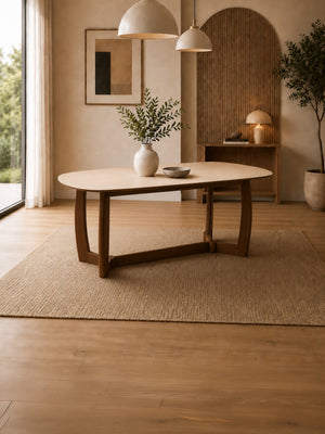 Portland 6 Seater Rectangular Dining Table - Walnut Effect/Sintered Stone - Living with Luxury