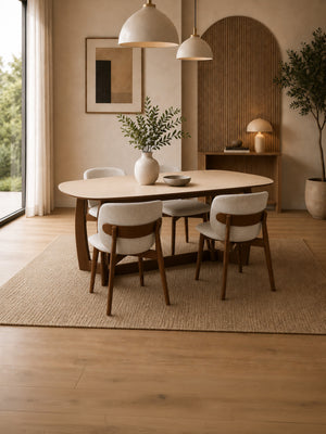 Portland 6 Seater Rectangular Dining Table - Walnut Effect/Sintered Stone - Living with Luxury