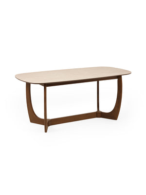 Portland 6 Seater Rectangular Dining Table - Walnut Effect/Sintered Stone - Living with Luxury