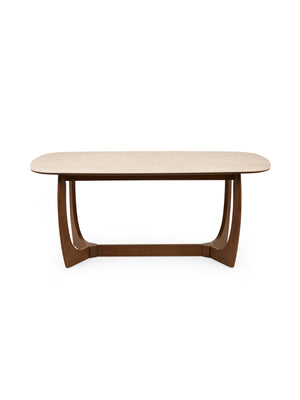 Portland 6 Seater Rectangular Dining Table - Walnut Effect/Sintered Stone - Living with Luxury