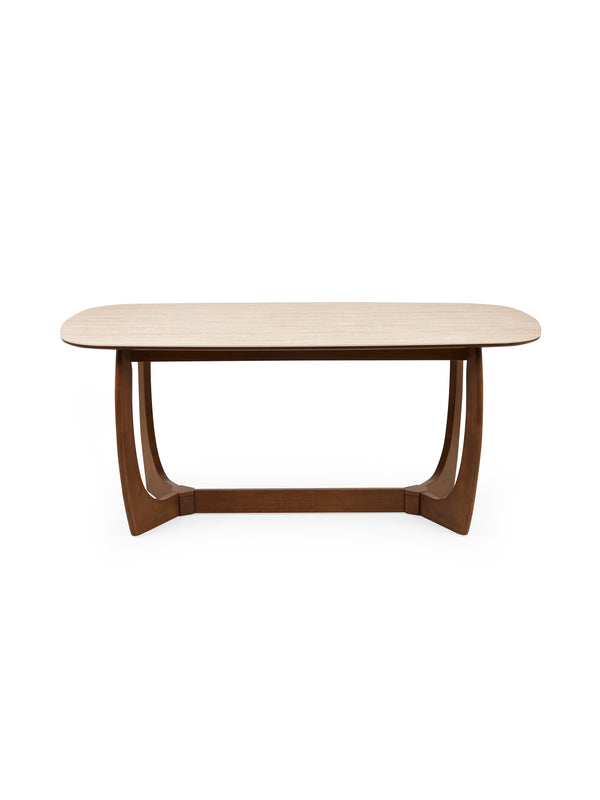 Portland 6 Seater Rectangular Dining Table - Walnut Effect/Sintered Stone - Living with Luxury