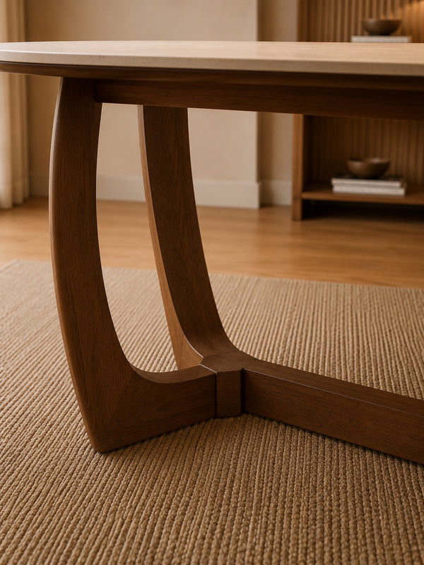 Portland 6 Seater Rectangular Dining Table - Walnut Effect/Sintered Stone - Living with Luxury