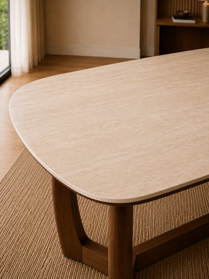 Portland 6 Seater Rectangular Dining Table - Walnut Effect/Sintered Stone - Living with Luxury