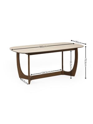 Portland 6 Seater Rectangular Dining Table - Walnut Effect/Sintered Stone - Living with Luxury