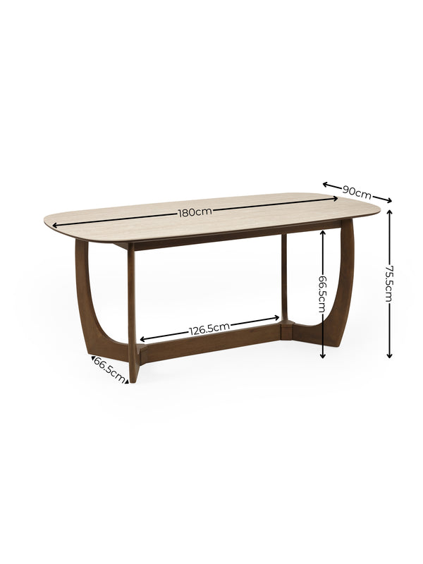 Portland 6 Seater Rectangular Dining Table - Walnut Effect/Sintered Stone - Living with Luxury