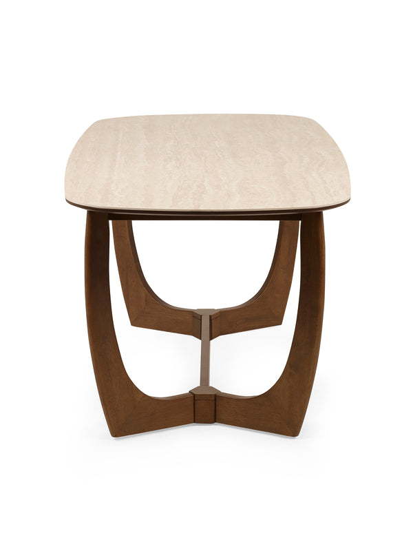 Portland 6 Seater Rectangular Dining Table - Walnut Effect/Sintered Stone - Living with Luxury
