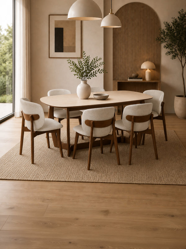 Portland 6 Seater Rectangular Dining Table - Walnut Effect/Sintered Stone - Living with Luxury