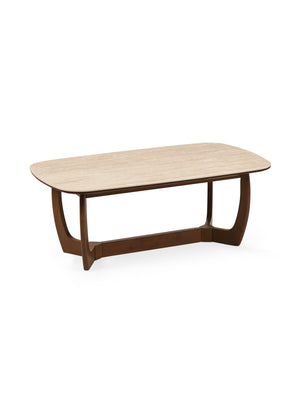 Portland Rectangular Coffee Table - Walnut Effect/Natural Stone - Living with Luxury